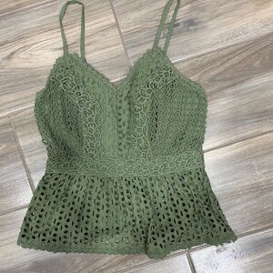 Lace Detail Olive Green Camisole